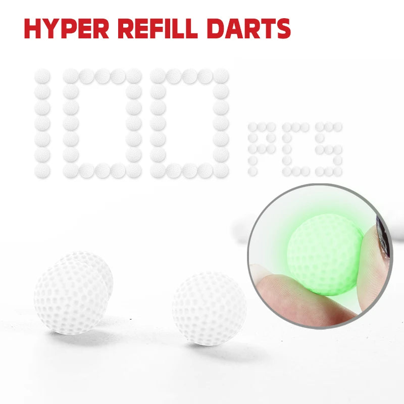 Luminous Ammo Foam Balls for Toy Gun Refill Pack of Bullets 100Pcs 1.4cm PU Darts for Nerf Hyper Guns Glow in the Dark（White）