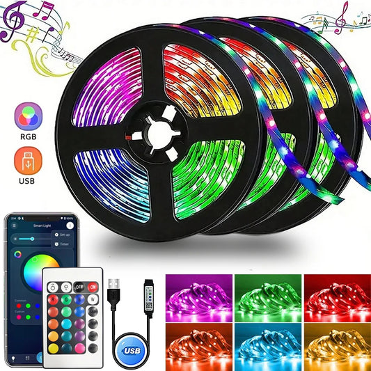 RGB 5050 Led Strip Lights APP with Remote Control Flexible Ribbon Color Change Led Lamp Tape for Home Room Decor TV Backlight